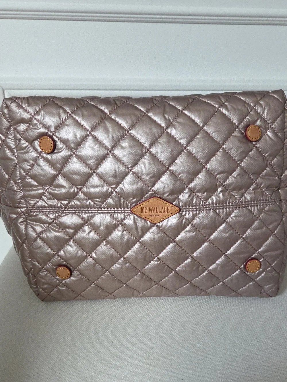 Quilted Metallic Tote Bag - Champagne Pink by MZ Wallace - Picture 3 of 7